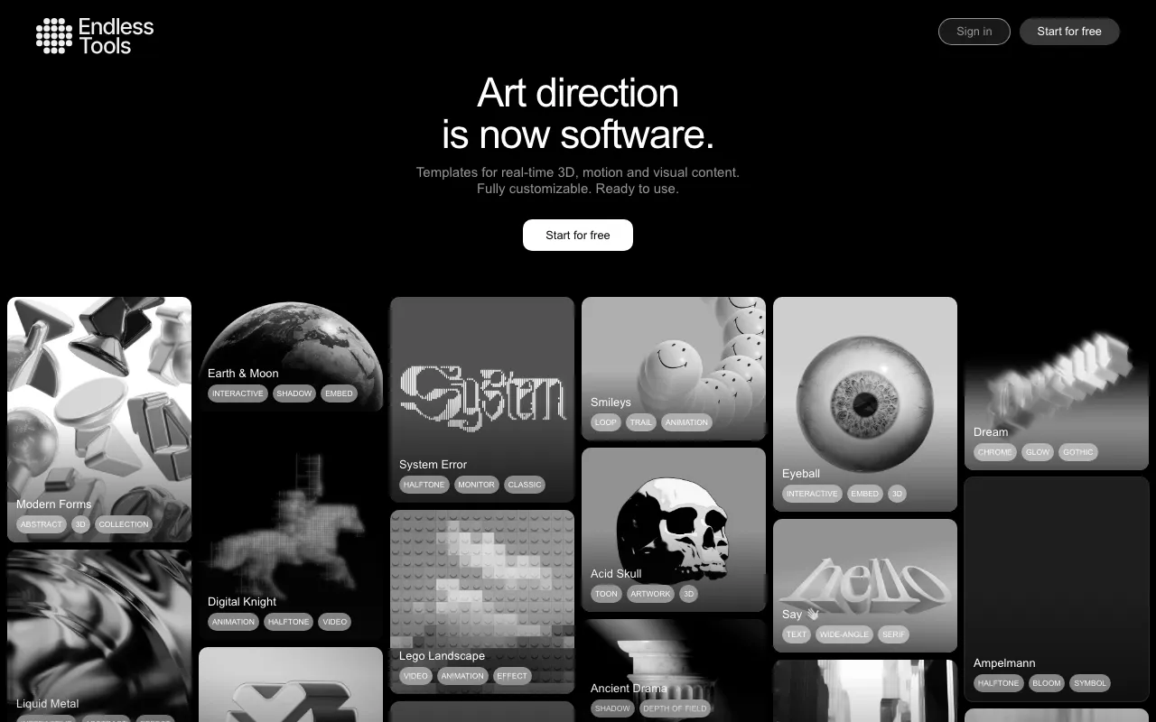 Anteprima di Endless.tools, tool per creazione di asset di UI