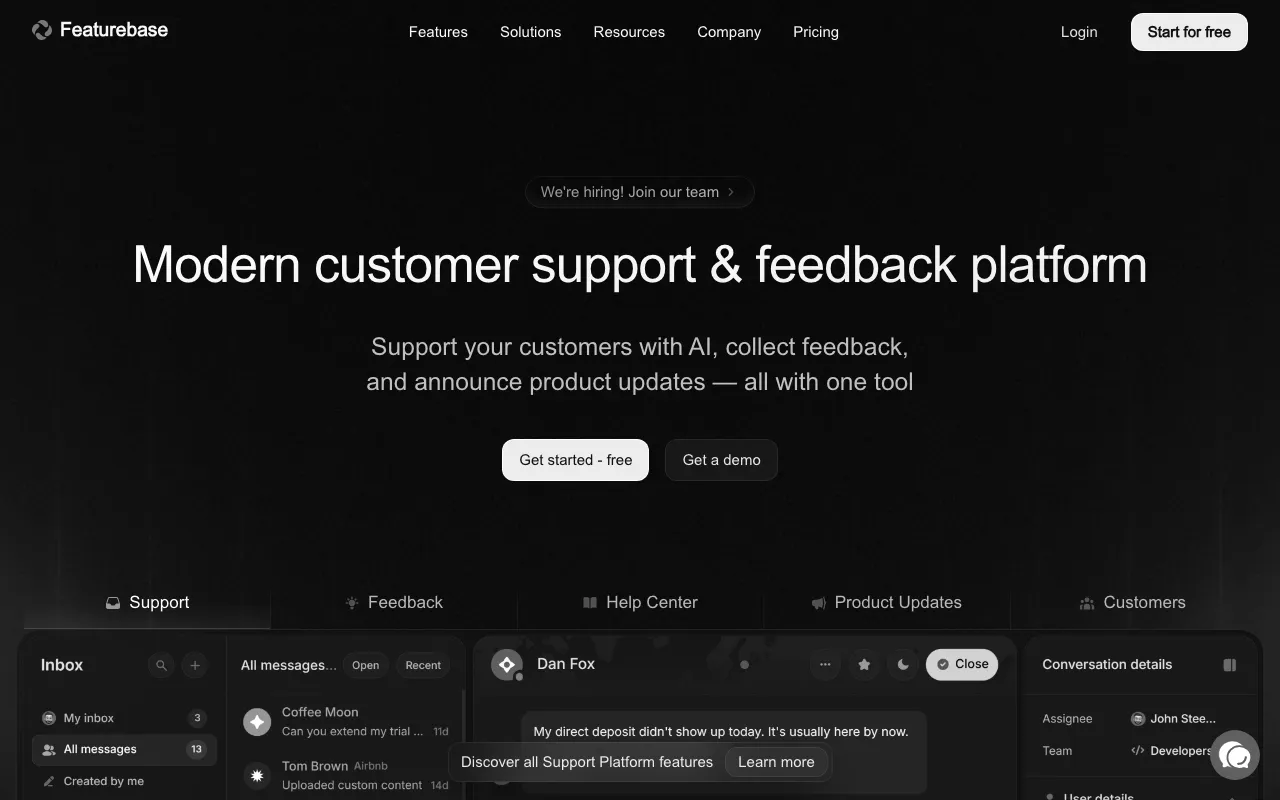 Anteprima di Featurebase, tool per raccolta feedback