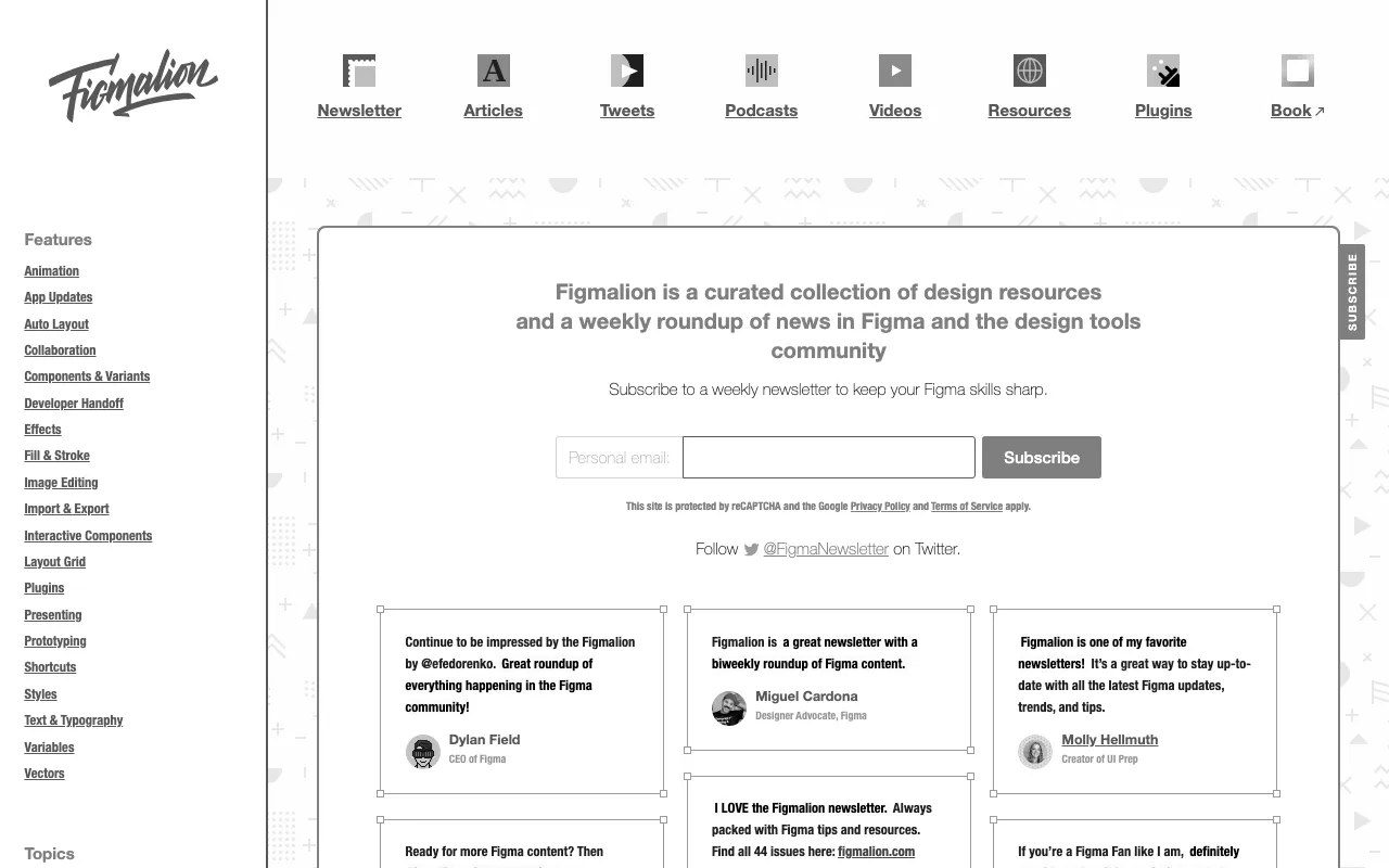 Anteprima di Figmalion, lista di risorse sul design