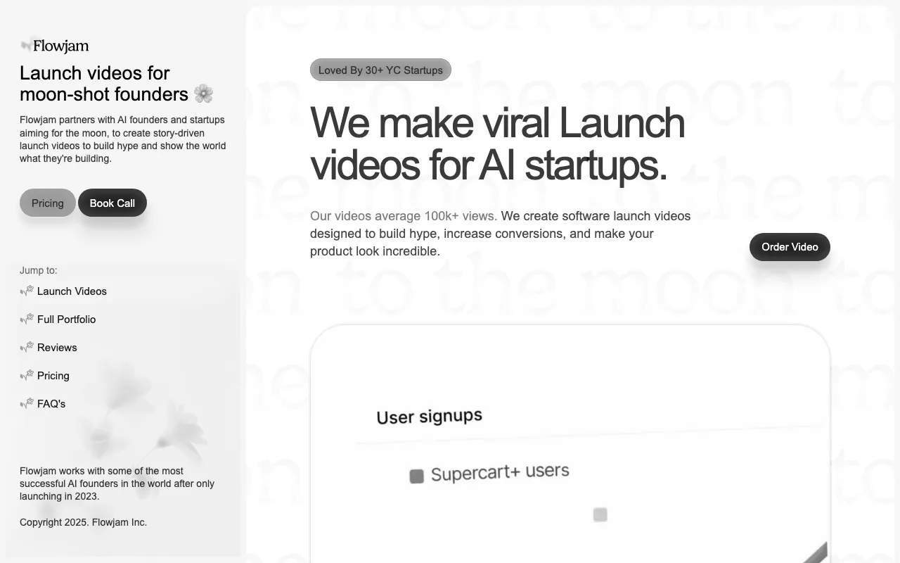 Anteprima di Flowjam, servizio per creare video di lancio personalizzati