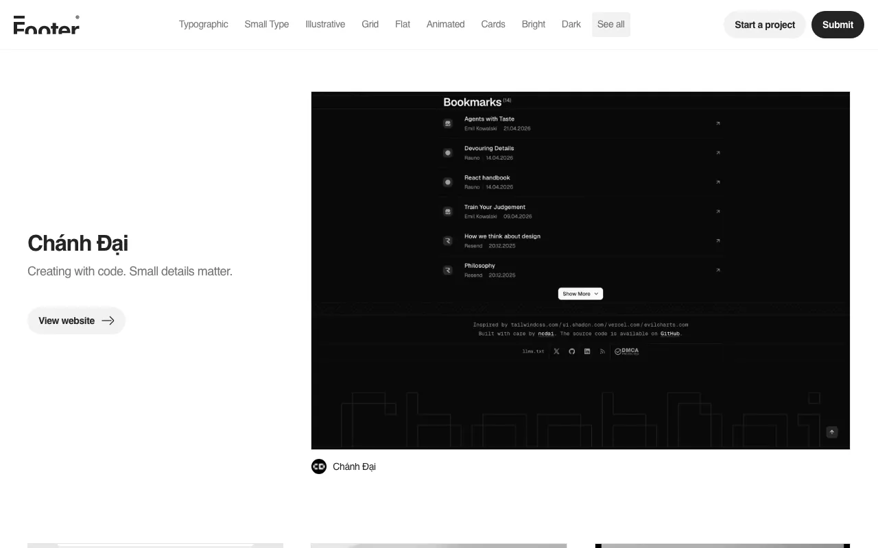 Anteprima di Footer, raccolta di footer dal web