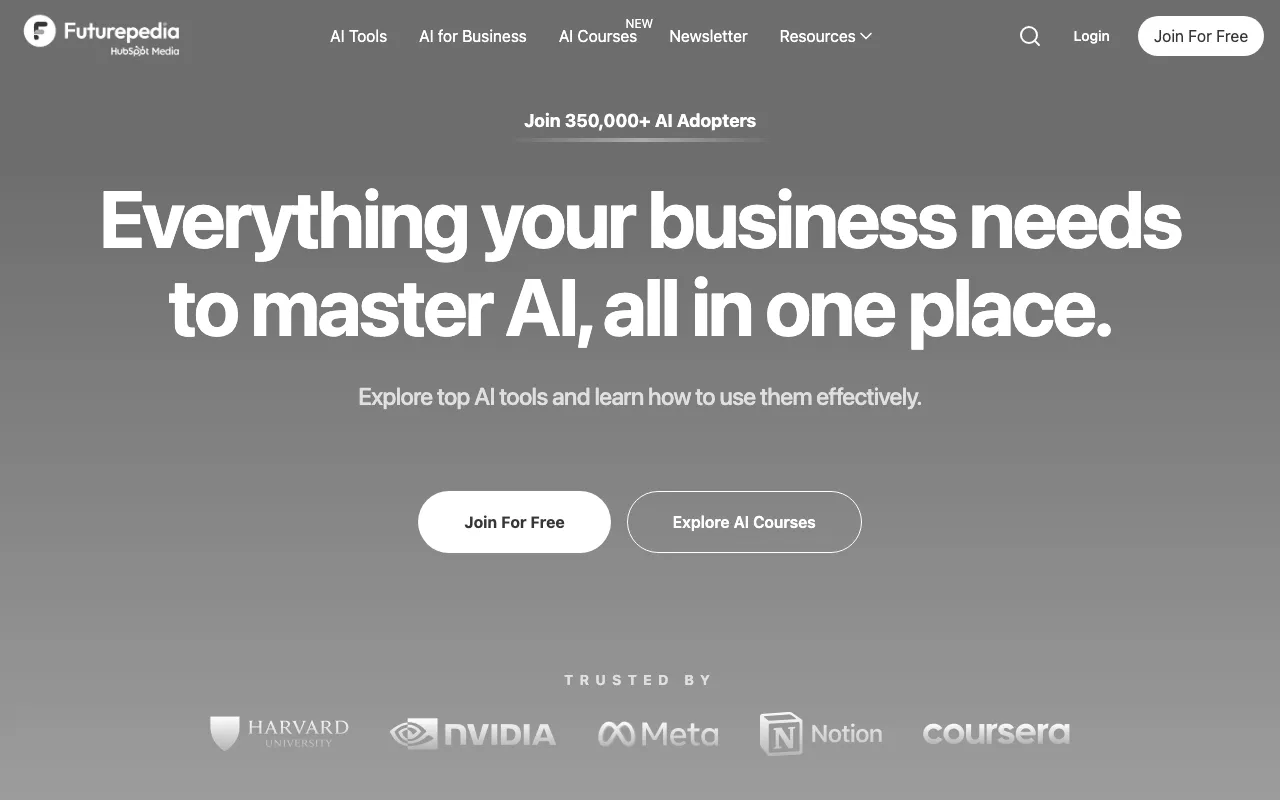 Anteprima di Futurepedia, raccolta di tool AI