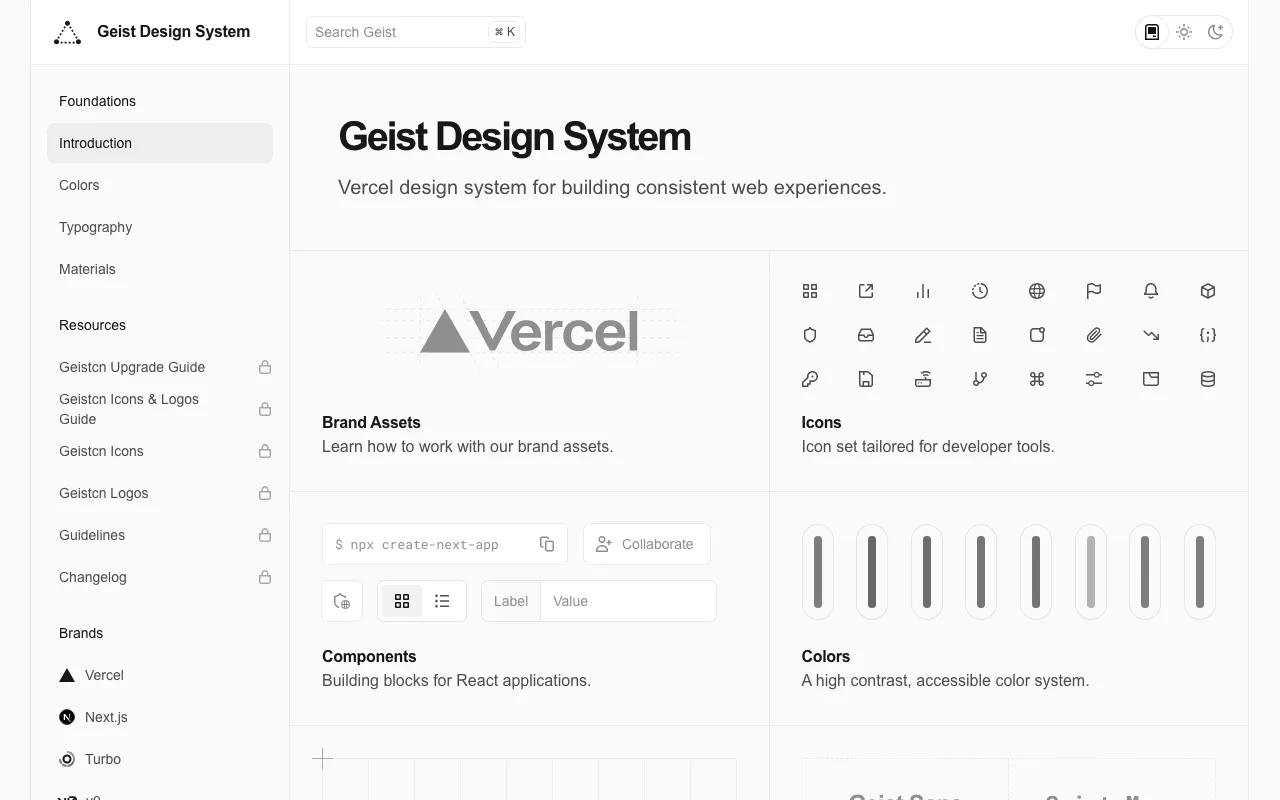Anteprima di Geist, Design System di Vercel