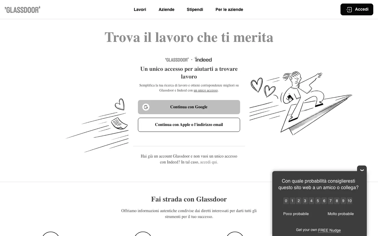 Anteprima di Glassdoor, piattaforma per recensire aziende