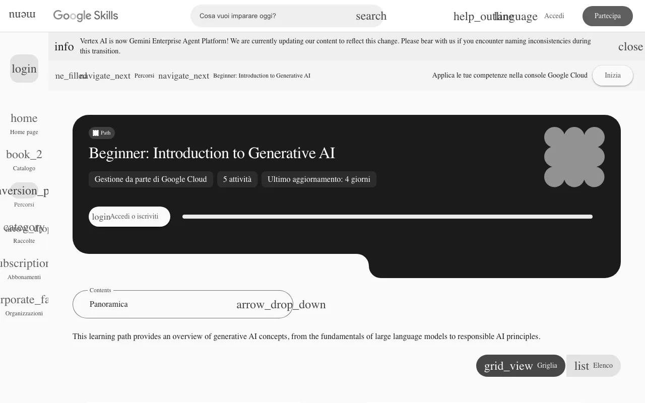 Anteprima di Google Generative AI Courses