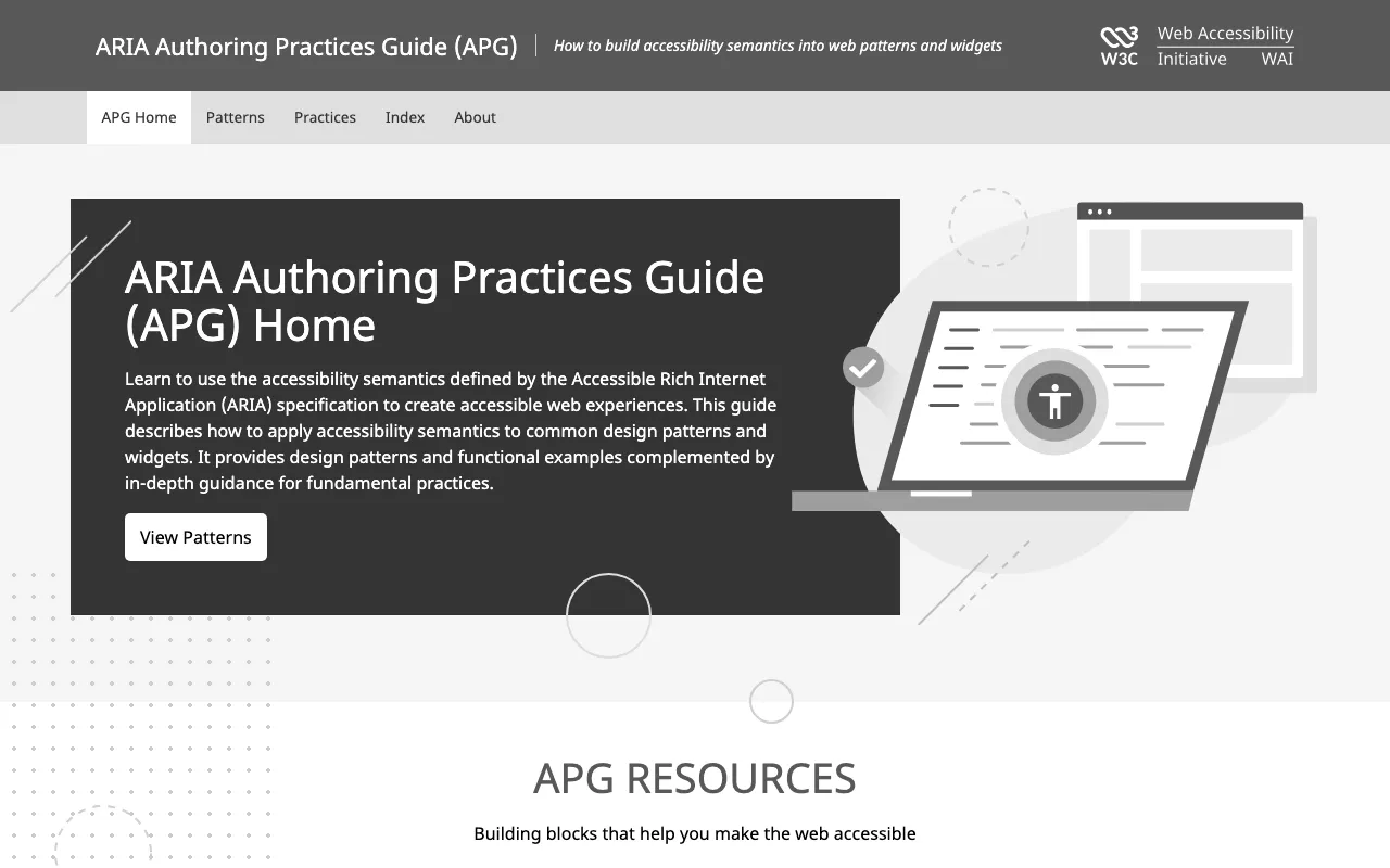 Anteprima di Guida sugli attibuti WAI-ARIA del W3C