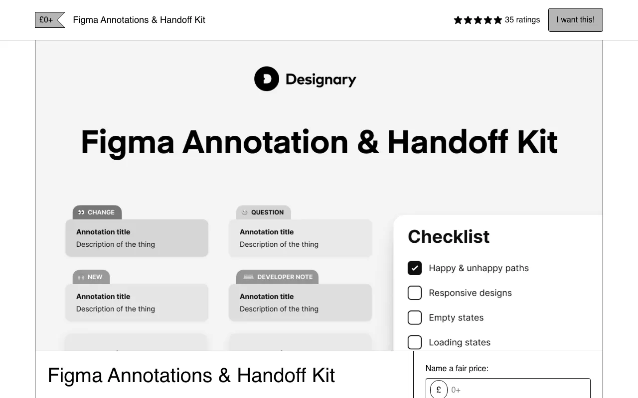 Anteprima di Handoff Kit, file Figma con componenti utili per l’handoff