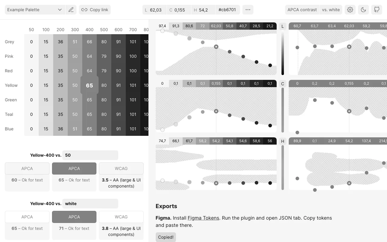 Anteprima di Huetone, tool per creare palette accessibili
