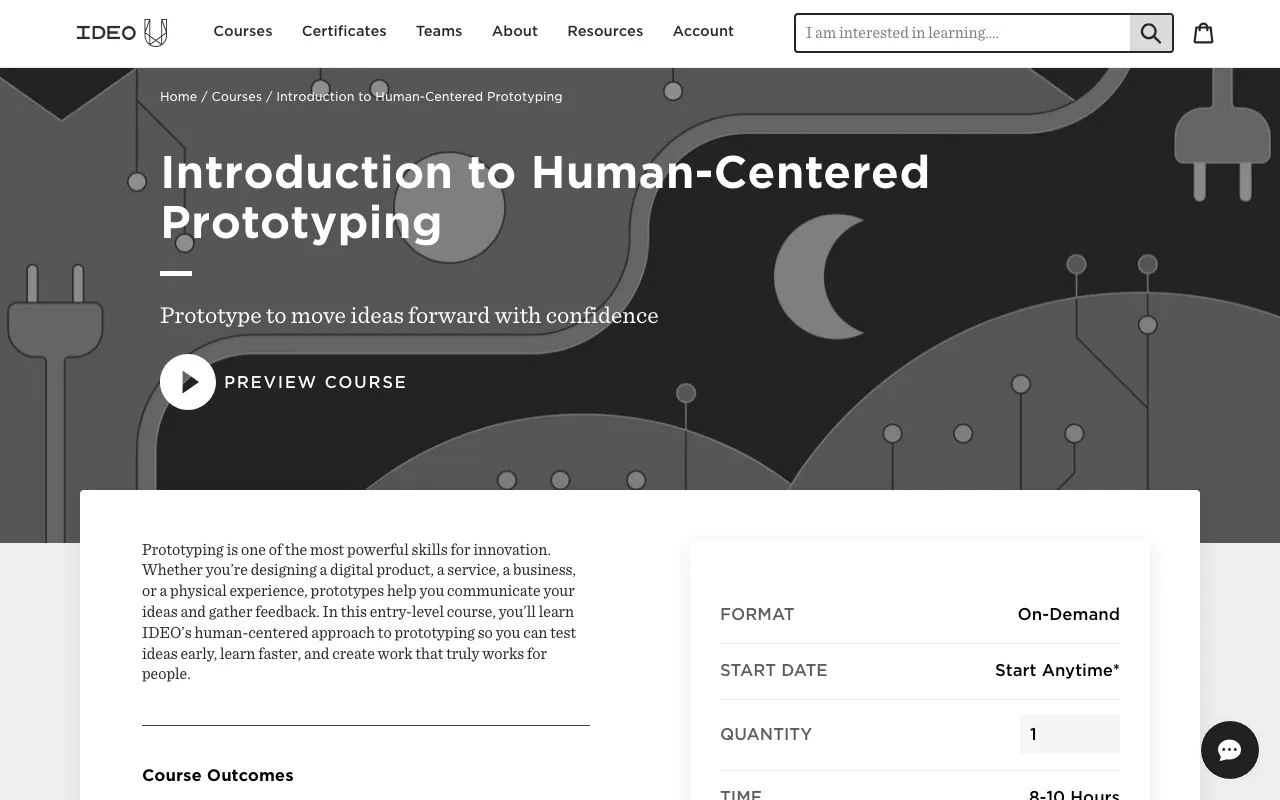 Anteprima di IDEO Prototyping for Digital Experiences, corso di progettazione