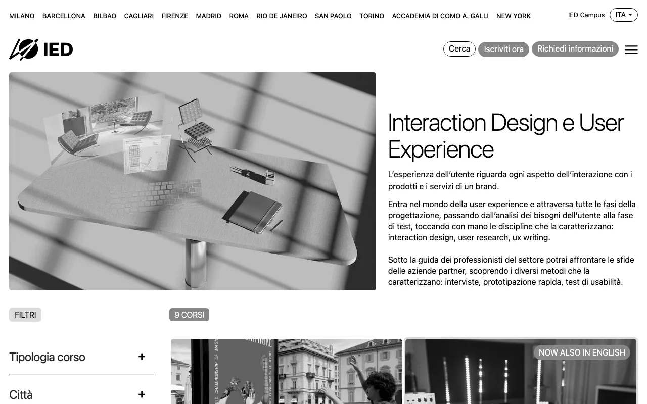 Anteprima di IED, corsi sul design e la UX
