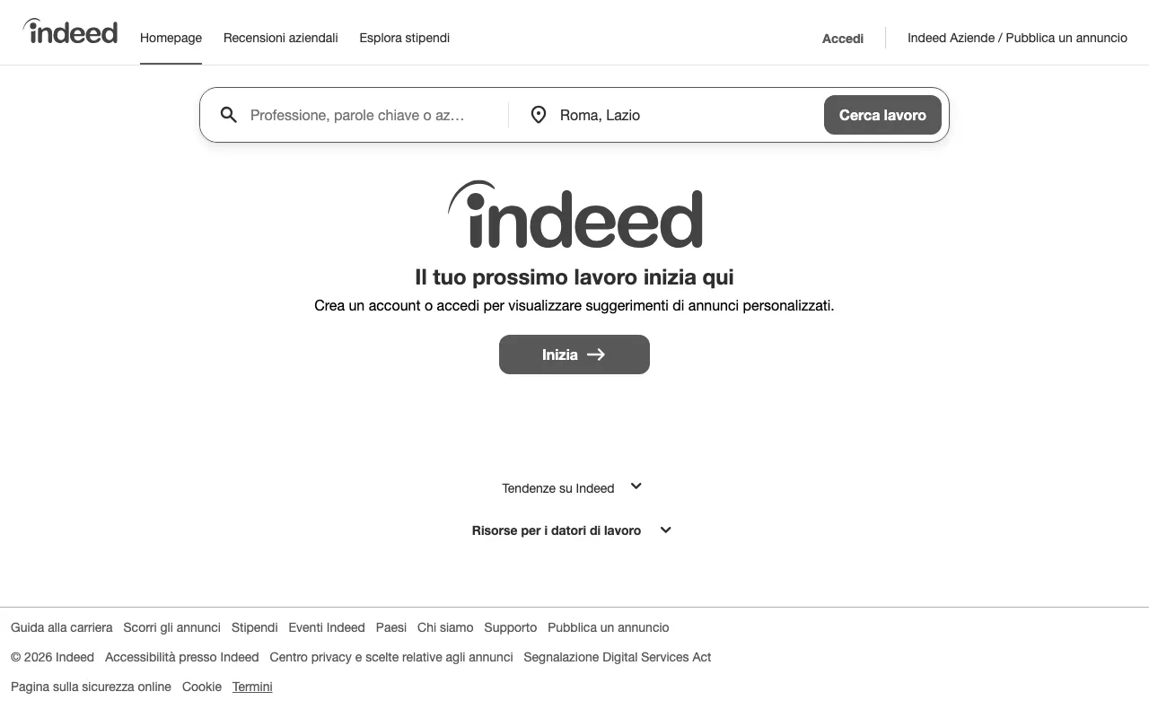 Anteprima di Indeed, piattaforma per trovare lavoro