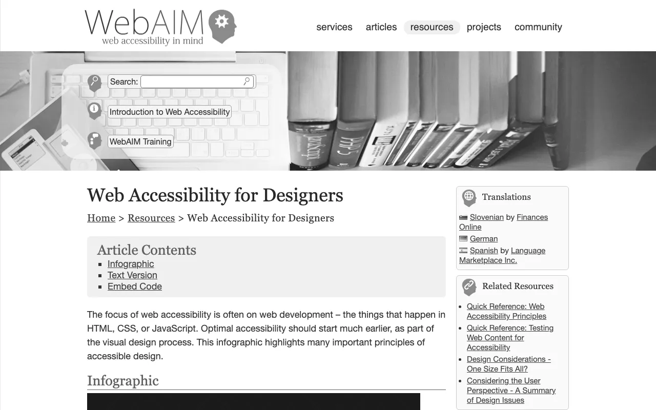 Anteprima di Infografica sulla Web Accessibility per designer di WebAIM