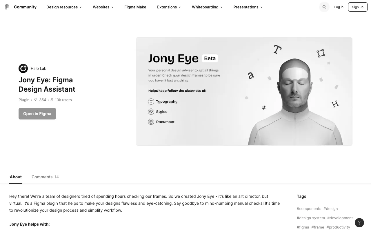 Anteprima di Jony Eye, plugin Figma