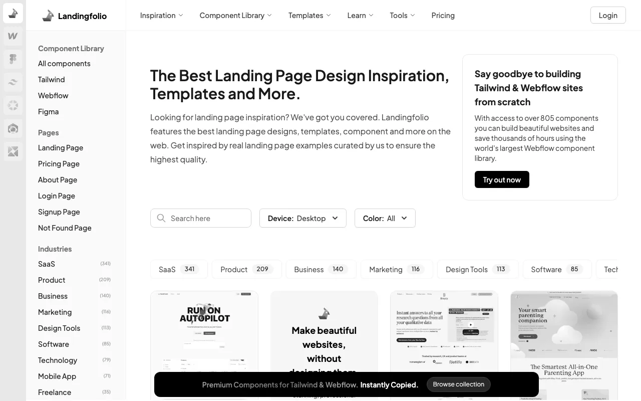 Anteprima di Landing folio, raccolta di landing page
