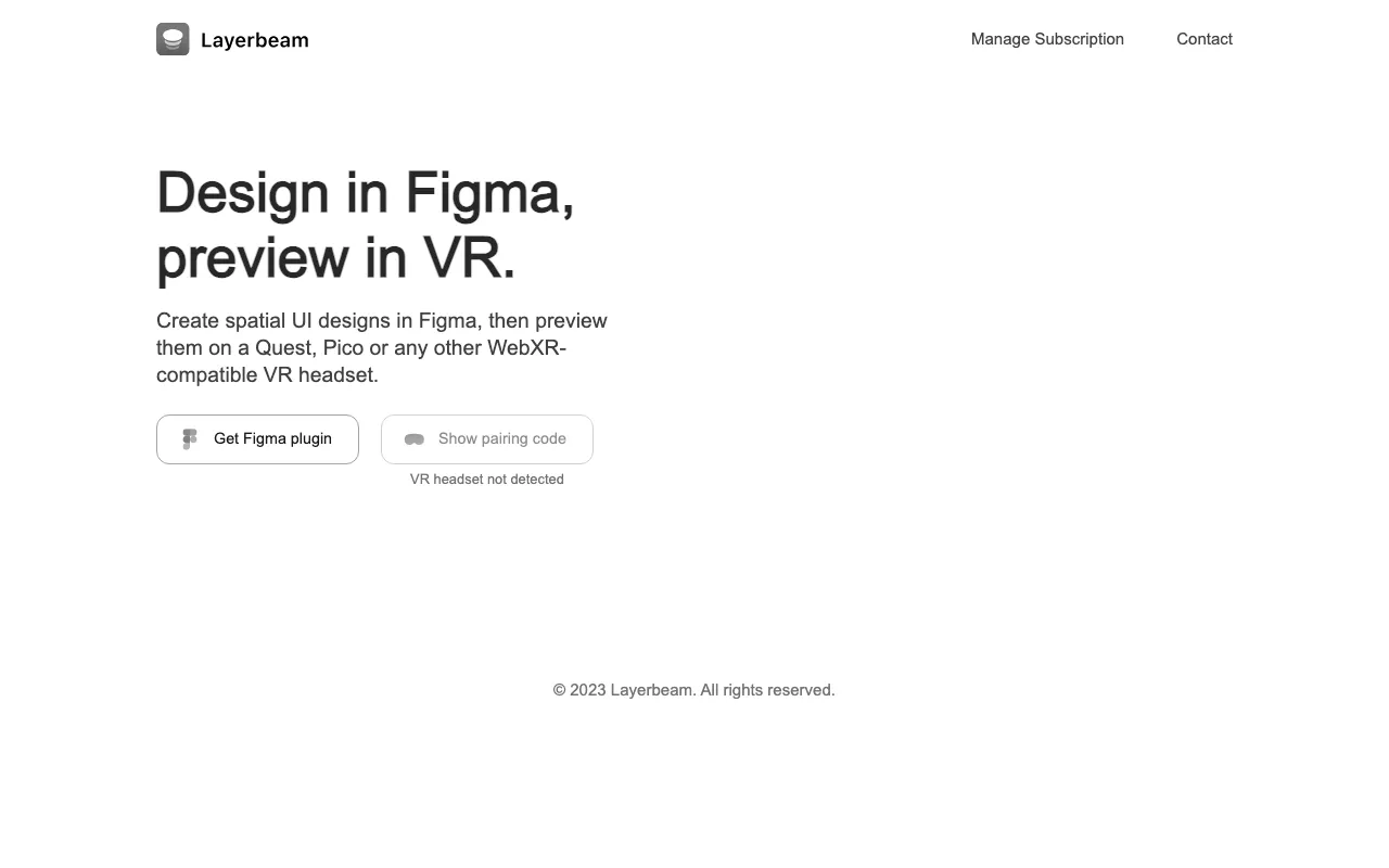 Anteprima di Layerbeam, progettare in Figma e visualizzare in VR