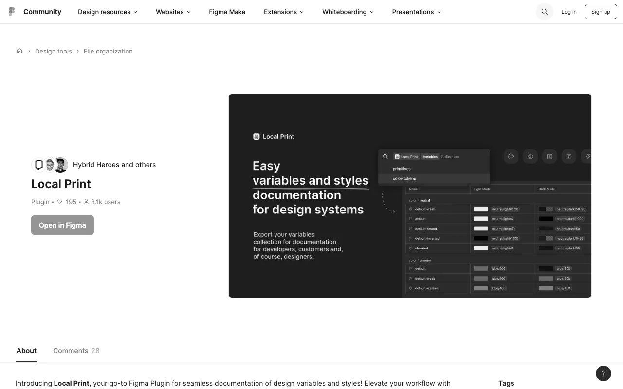Anteprima di Local Print, plugin di Figma