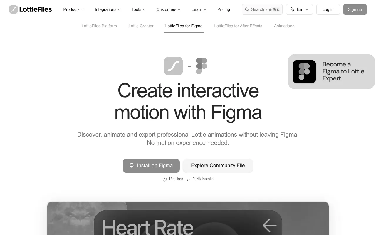 Anteprima di Lottie Files, plugin per Figma