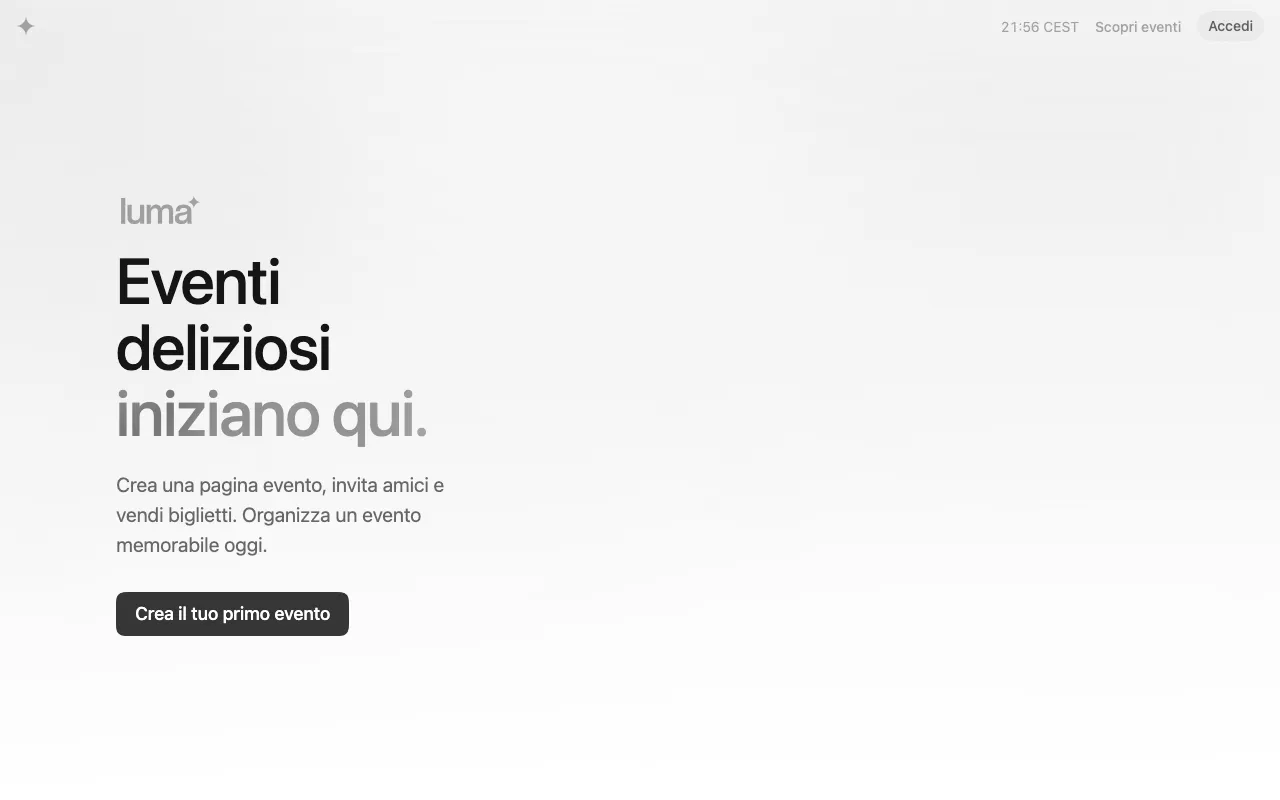Anteprima di Luma, tool per creare eventi