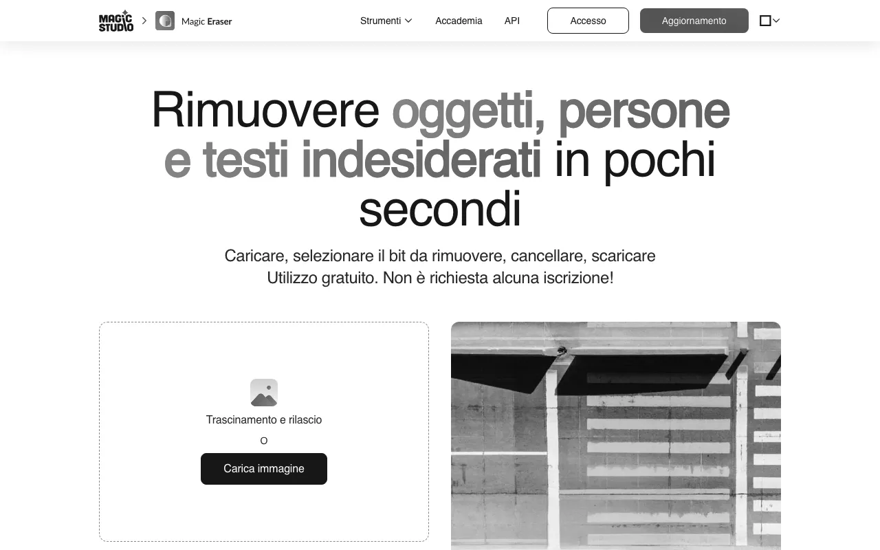 Anteprima di Magic Eraser, tool per scontorno online