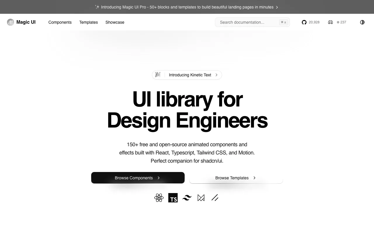 Anteprima di Magic UI, libreria di componenti animati pronti per lo sviluppo