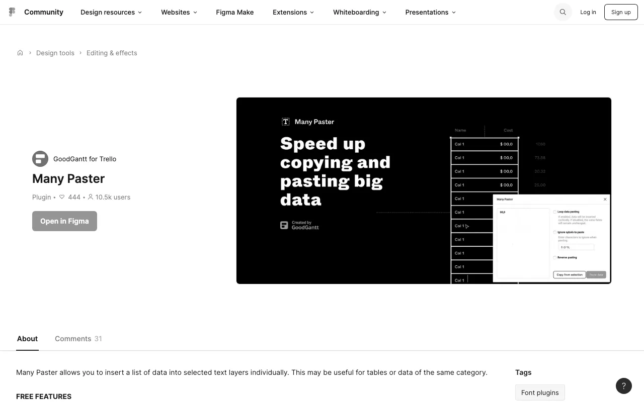 Anteprima di Many Paster, figma plugin