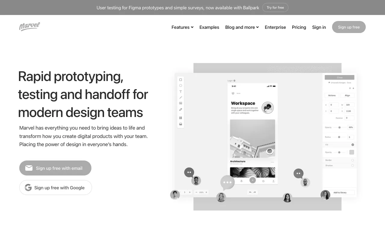 Anteprima di Marvel App, tool di prototipazione
