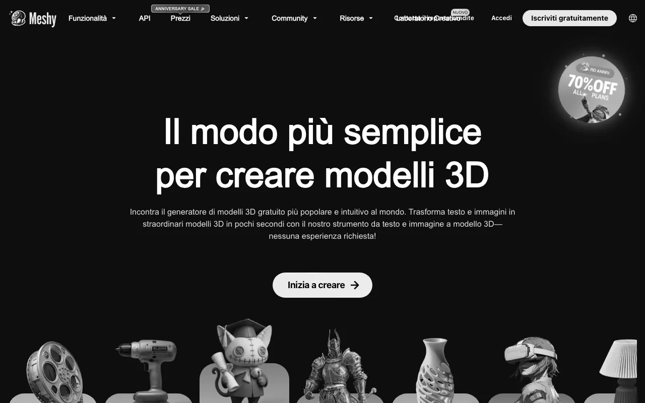 Anteprima di Meshy, tool per creare modelli 3D da immagini