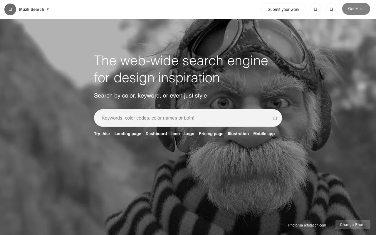 Anteprima di Muzli, motore di ricerca per designer