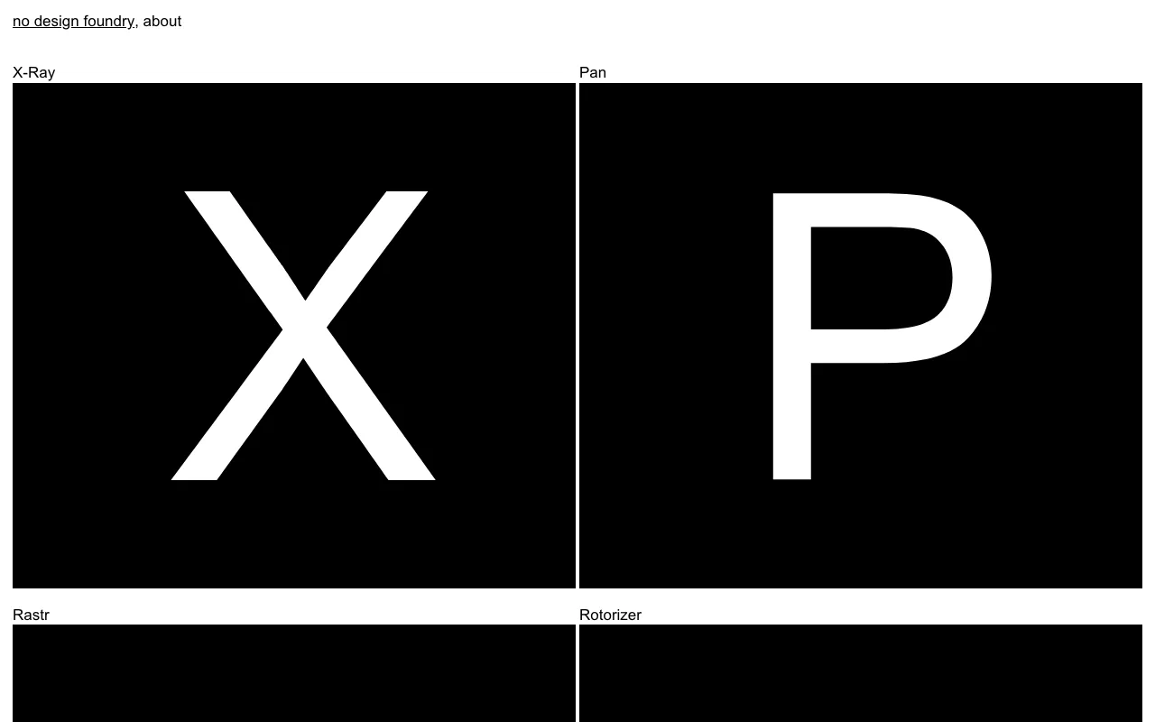 Anteprima di No Design Foundry, raccolta di filtri per font