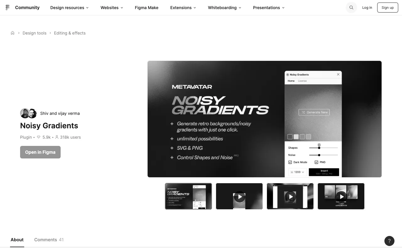 Anteprima di Noisy, plugin Figma