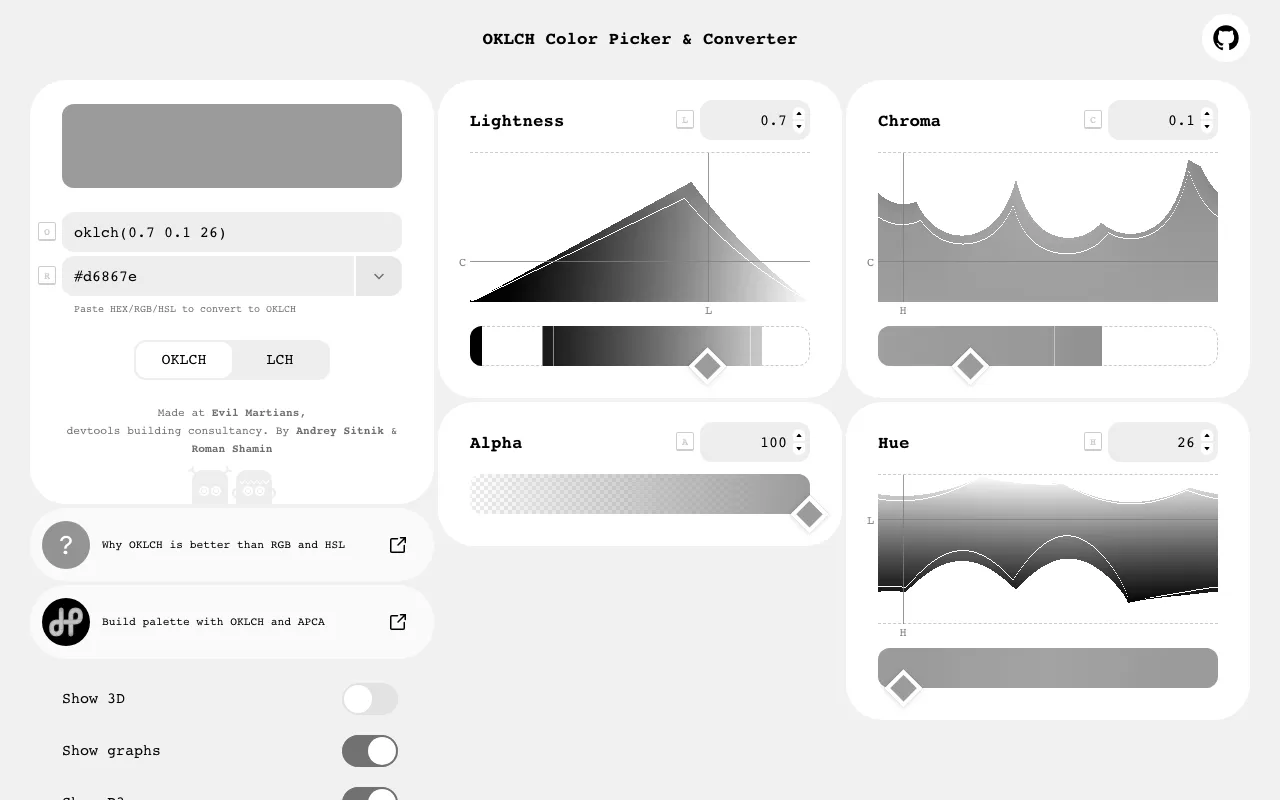 Anteprima di OKLCH, tool per creare palette accessibili al 100%