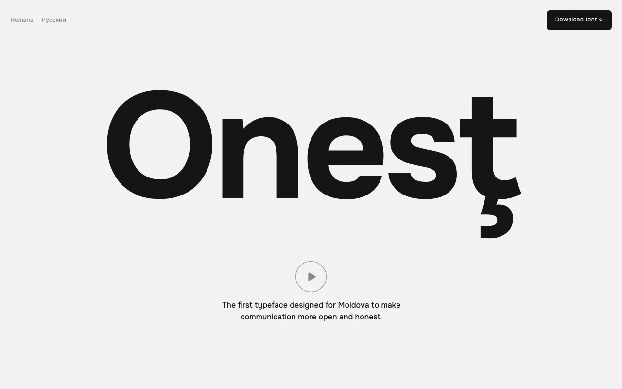 Anteprima di Onest font, carattere tipografico dalla Moldavia