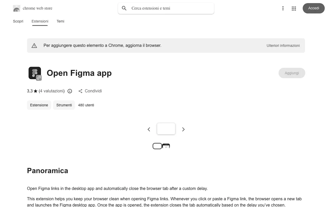 Anteprima di Openfigmaapp, estensione per Chrome