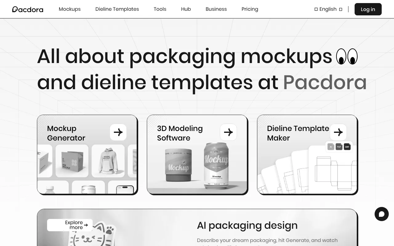 Anteprima di Pacdora, raccolta di layout di packaging