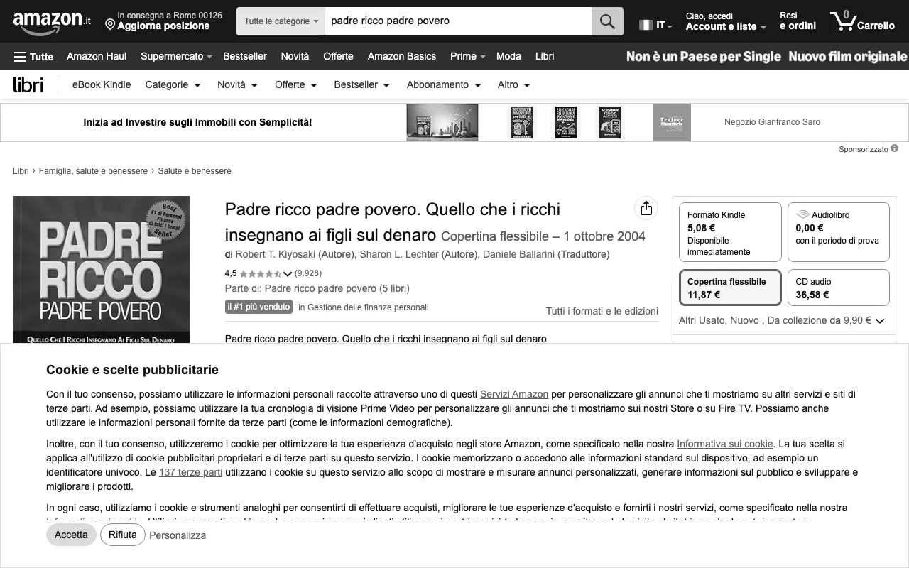 Anteprima di Padre ricco padre povero, libro sul business e finanza personale