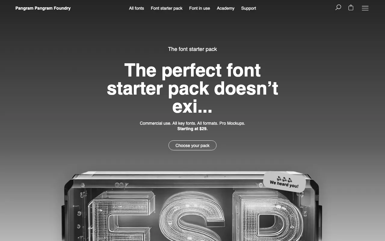 Anteprima di Pangram Pangram, pacchetto di font premium a bassissimo costo