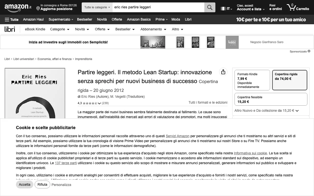 Anteprima di Partire Leggeri, libro sul metodo lean startup