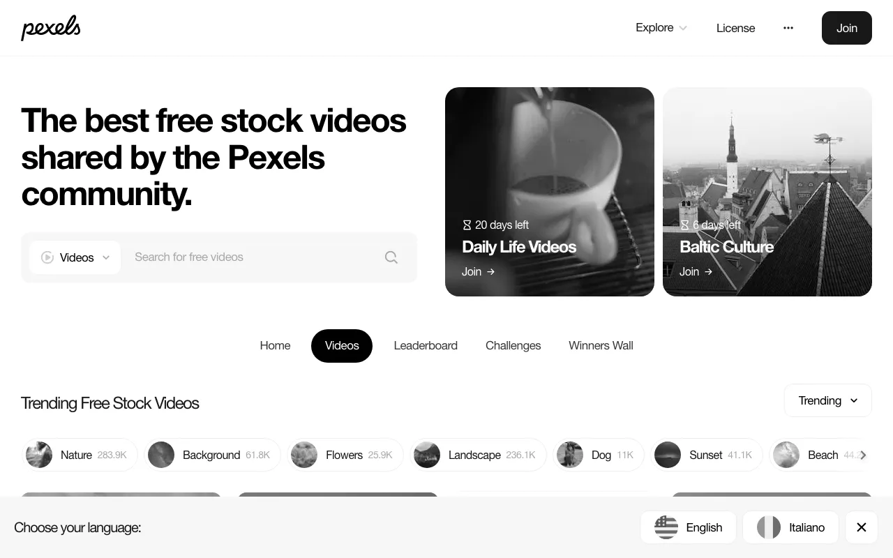 Anteprima di Pexels, free stock videos