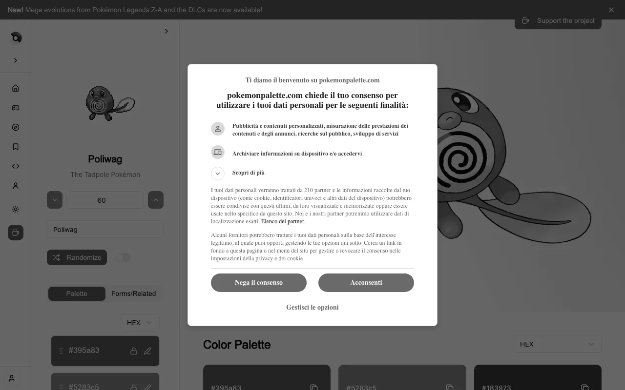 Anteprima di Pokemon Palette, tool per creare palette colore