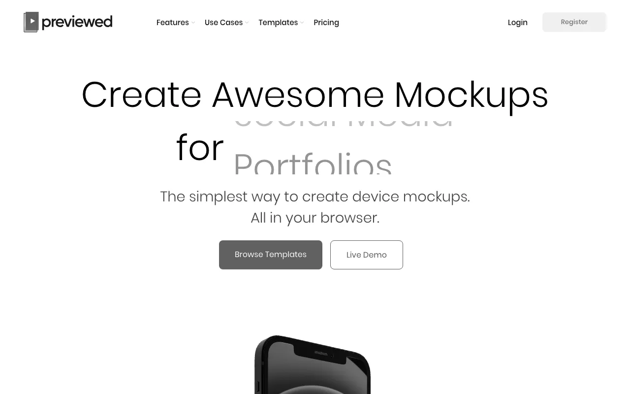 Anteprima di Previewed App, tool per creare mockup