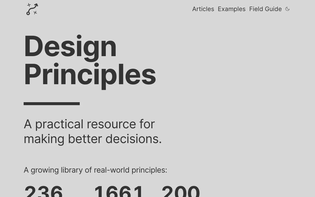 Anteprima di Principles Design, lista di best practies
