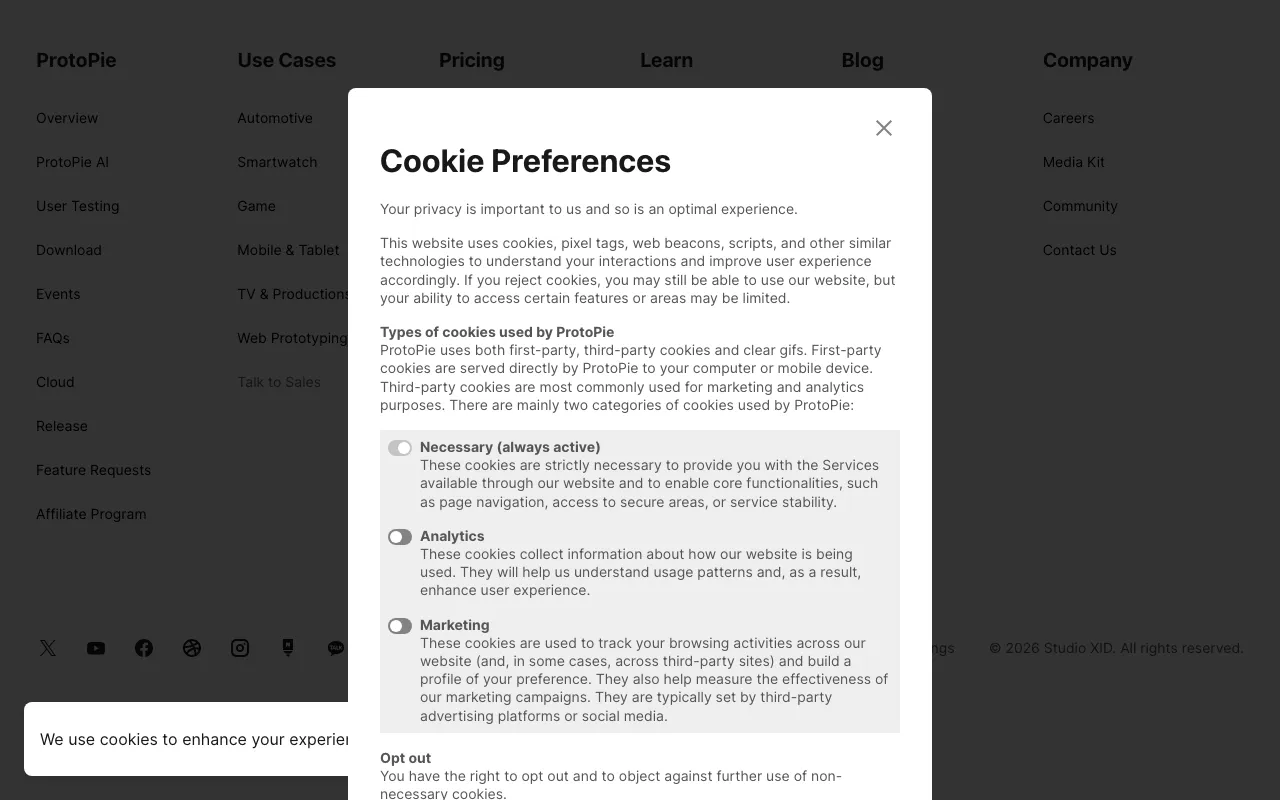 Anteprima di Protopie, tool di prototipazione