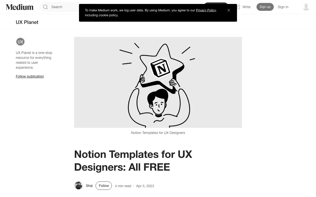Anteprima di Notion templates per UX designer