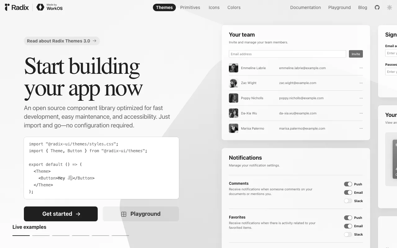 Anteprima di Radix UI, libreria di componenti di UI
