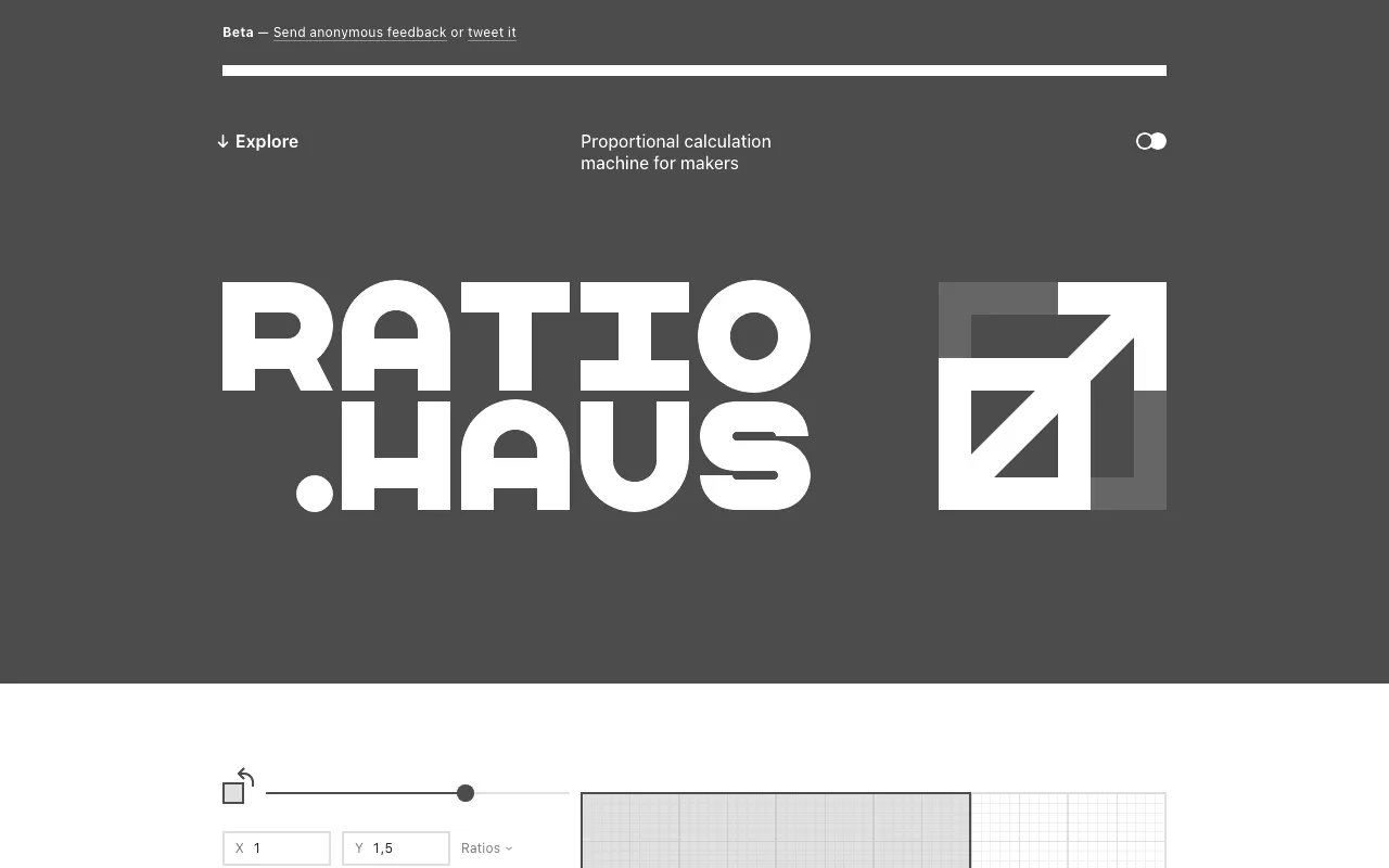 Anteprima di Ratio.haus, tool per calcolare l’aspect ratio