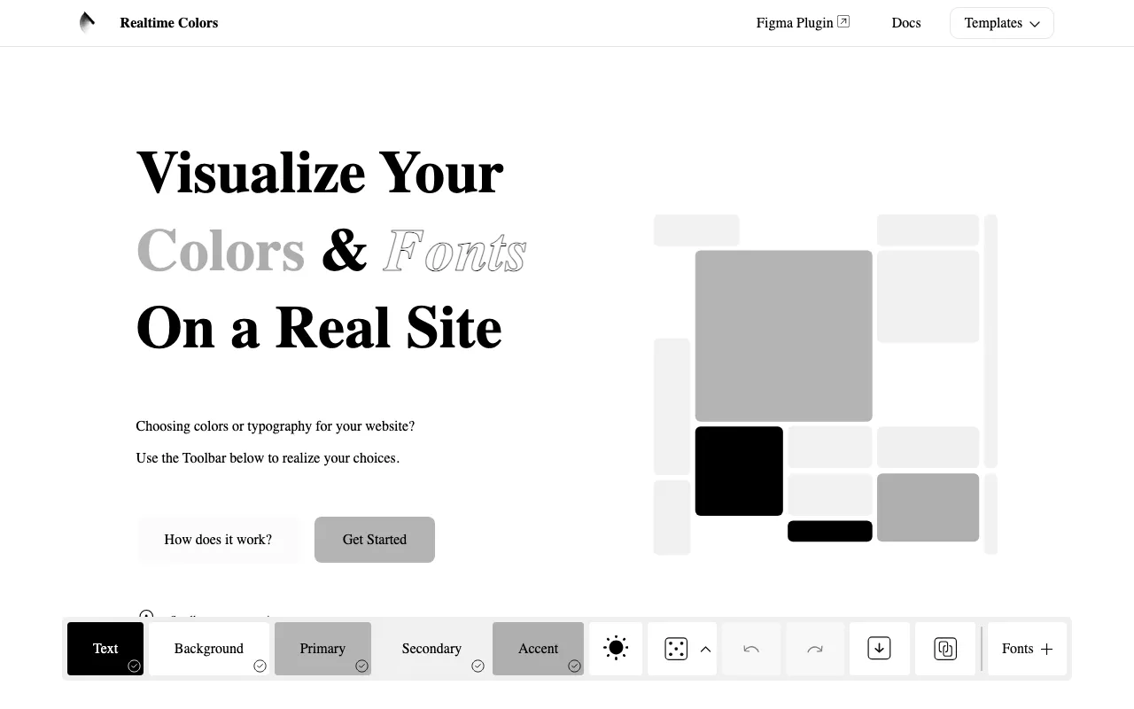 Anteprima di Realtime Colors, tool per vedere le palette applicate