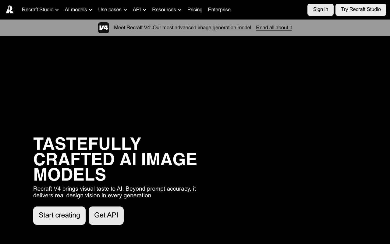 Anteprima di Recraft, tool di generazione immagini AI