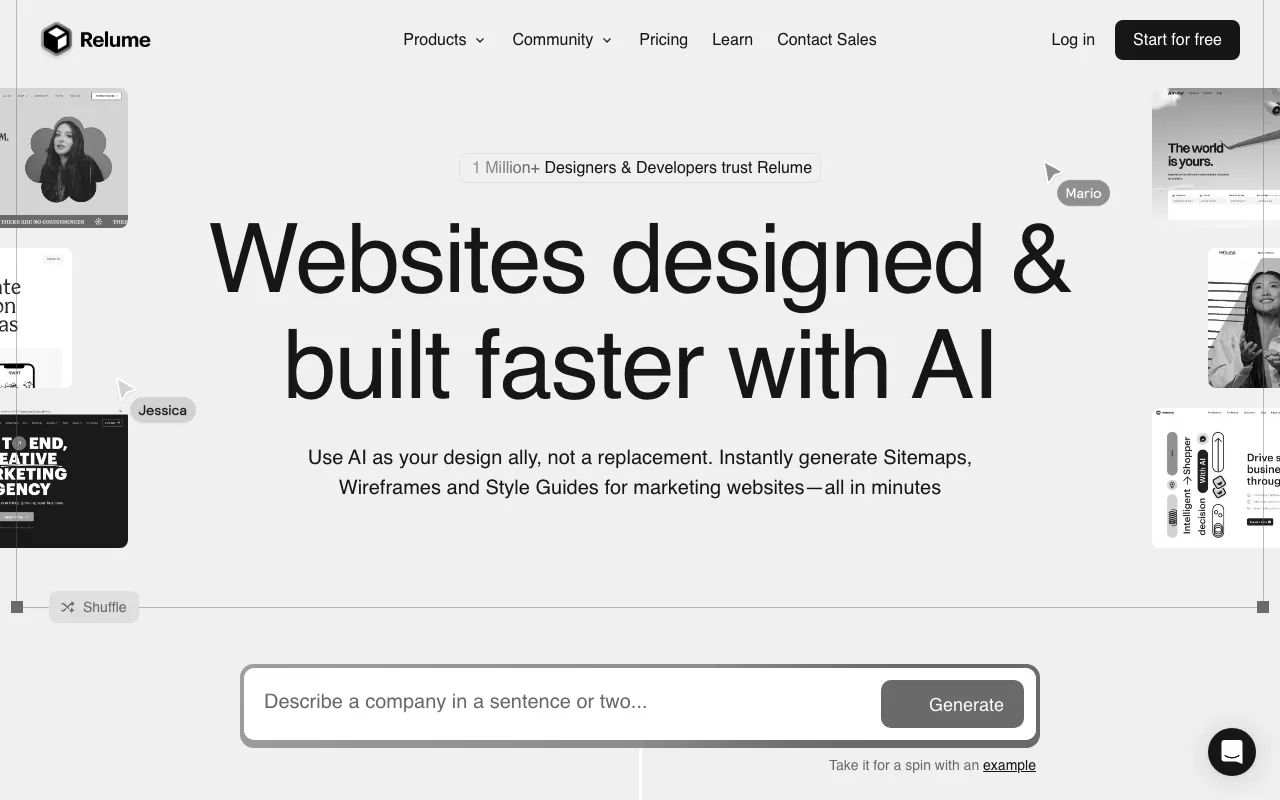 Anteprima di Relume, tool per creare rapidamente siti web tra figma e produzione