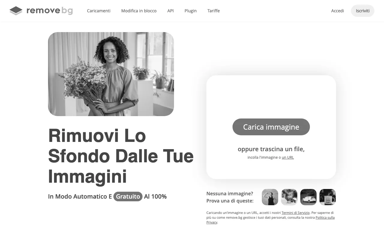 Anteprima di Remove BG, tool di scontorno automatico