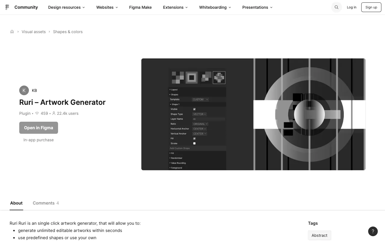 Anteprima di Ruri, plugin figma per generare artwork